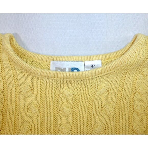 VTG Paul Harris Design Yellow Cable Knit Sweater Large 55% Ramie 45% Cotton - Picture 9 of 12